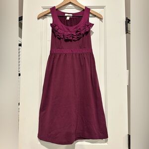 LOFT Sleeveless Ruffle Yoke Dress - Plum